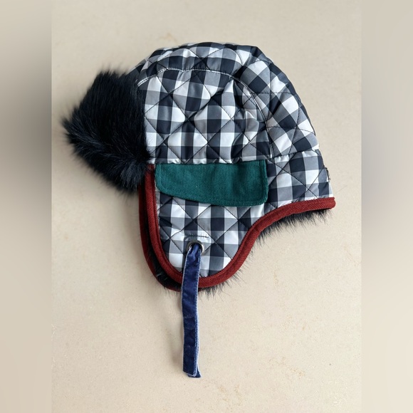 🔥PISTIL Black & White Check RAVE Black Faux Fur Earflap TRAPPER HAT |Women’s OS - Picture 4 of 16